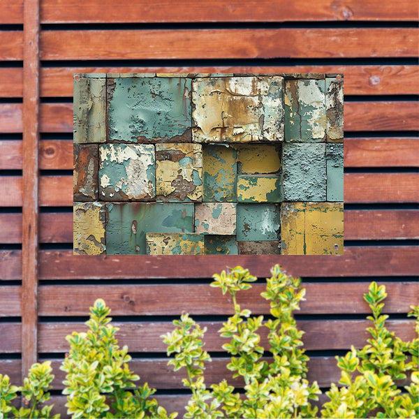 Verweerd abstract patroon schilderij met kleuren tuinposter