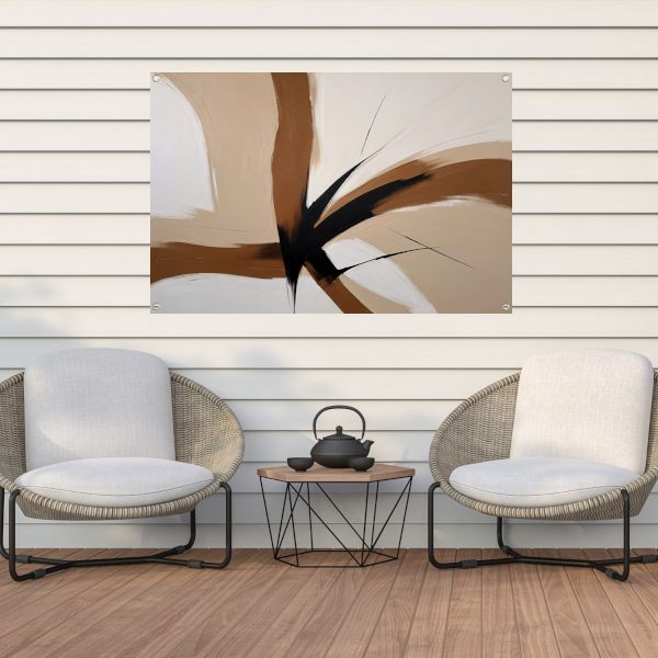 Abstracte aardetinten met dynamische lijnen tuinposter