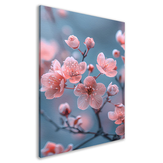 Zachtroze Bloesems op Slanke Takken canvas