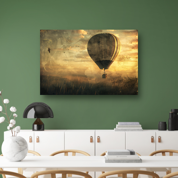 Luchtballon boven impressionistisch landschap canvas