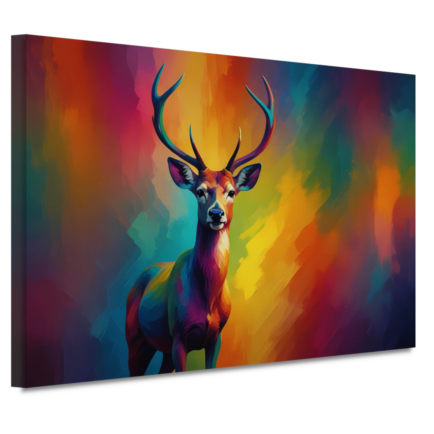 Abstracte kleurenpracht met statig hert canvas