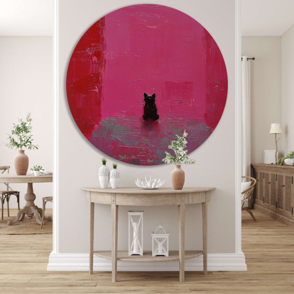 Minimalistische hond tegen roze achtergrond schilderij forex muurcirkel
