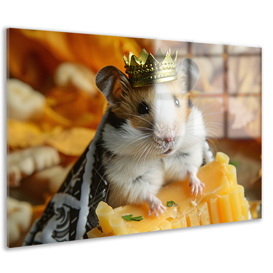 Hamster met kroon en kaas close-up acrylglas