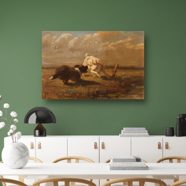 Geiten en Hond Vechtend - Henriëtte Ronner-Knip poster
