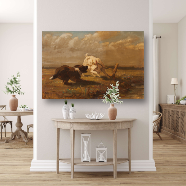 Geiten en Hond Vechtend - Henriëtte Ronner-Knip poster