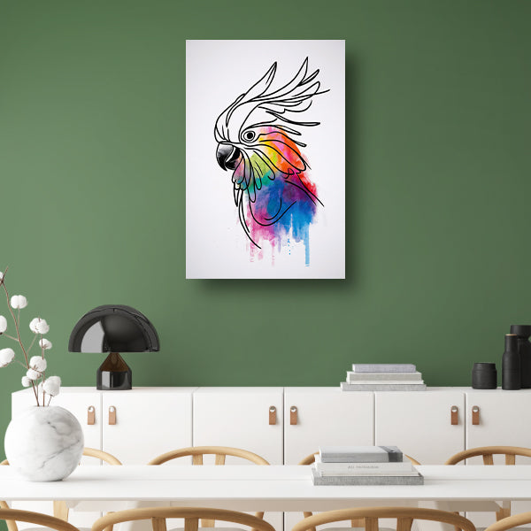 Kleurrijke Kaketoe in Moderne Lijnkunst poster