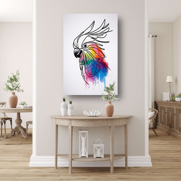 Kleurrijke Kaketoe in Moderne Lijnkunst poster
