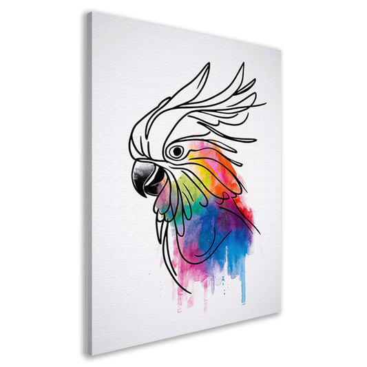 Kleurrijke Kaketoe in Moderne Lijnkunst canvas