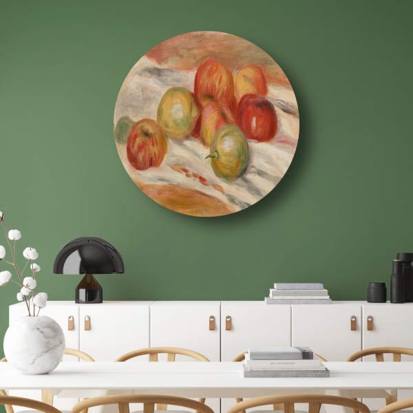 Appels en citroenen op een doek - Pierre-Auguste Renoir aluminium muurcirkel