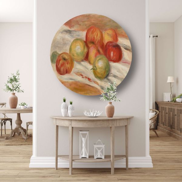 Appels en citroenen op een doek - Pierre-Auguste Renoir aluminium muurcirkel