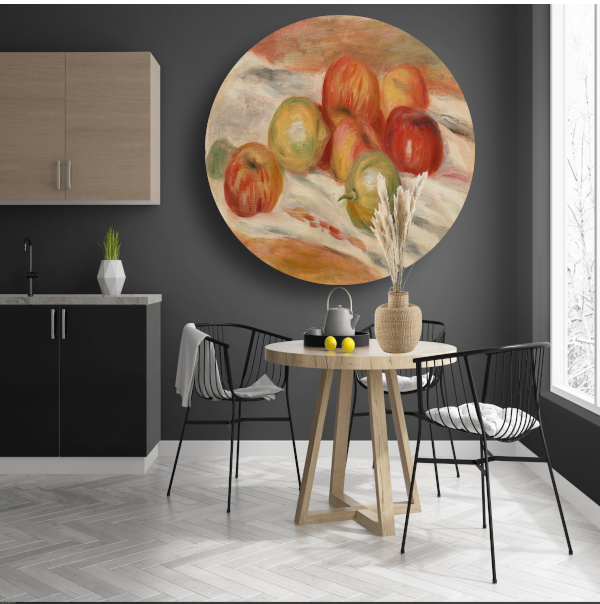 Appels en citroenen op een doek - Pierre-Auguste Renoir aluminium muurcirkel