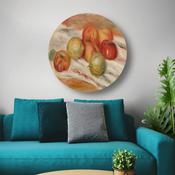 Appels en citroenen op een doek - Pierre-Auguste Renoir aluminium muurcirkel