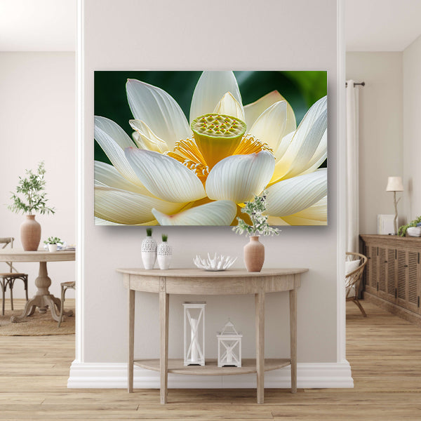 Gedetailleerde close-up van een lotusbloem acrylglas