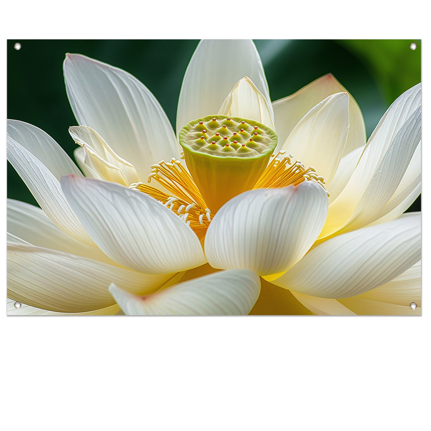 Gedetailleerde close-up van een lotusbloem tuinposter