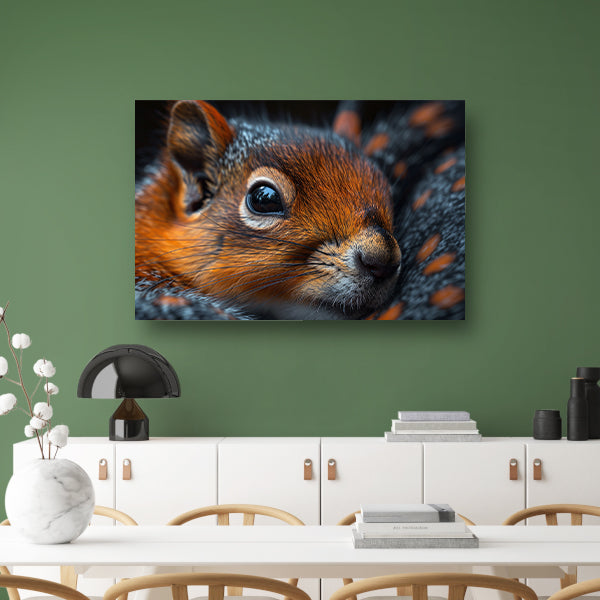 Gedetailleerde close-up van een eekhoorn canvas met baklijst