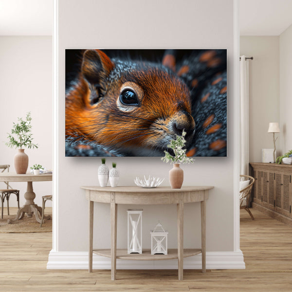 Gedetailleerde close-up van een eekhoorn canvas met baklijst