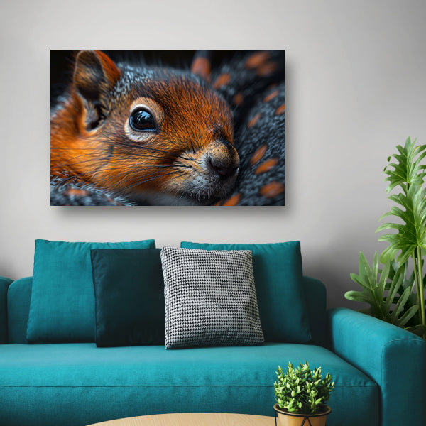 Gedetailleerde close-up van een eekhoorn canvas met baklijst