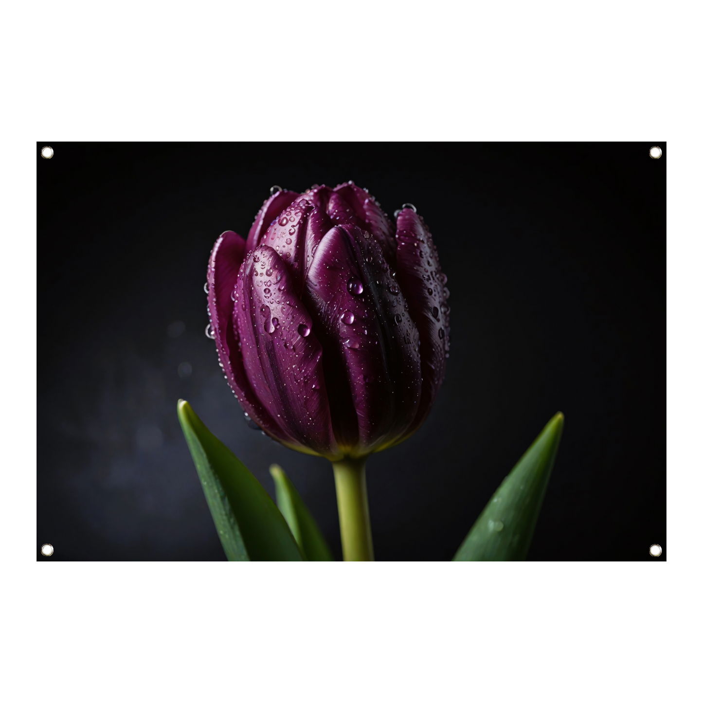 Paarse Tulp in Ochtenddauw Close-up tuinposter