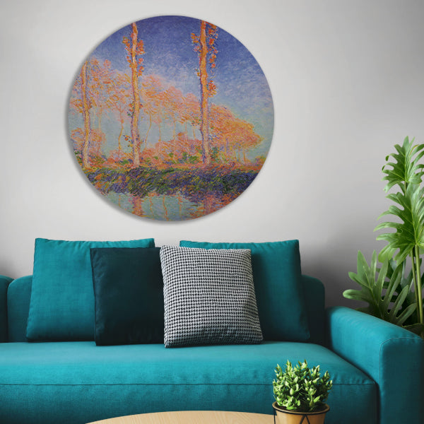 Populieren - Claude Monet aluminium muurcirkel