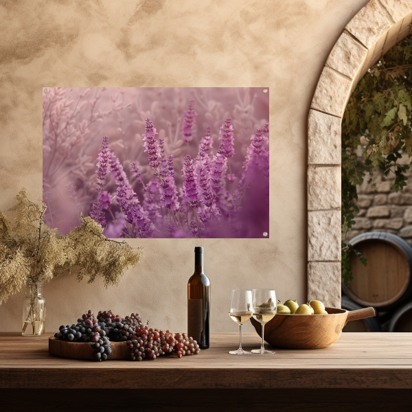 Sereen lavendelveld in zachte pasteltinten tuinposter