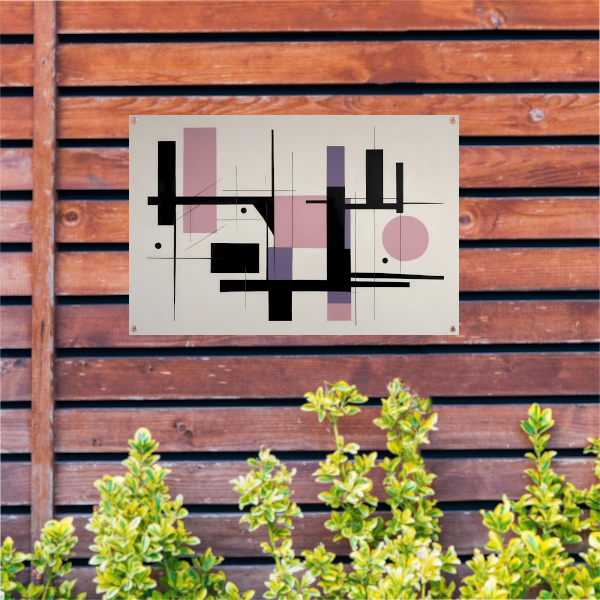 Minimalistische Abstractie in Zwart en Pastel tuinposter