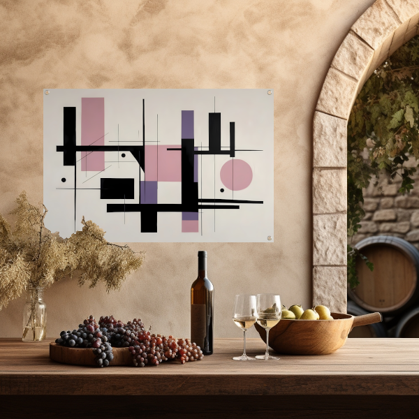 Minimalistische Abstractie in Zwart en Pastel tuinposter