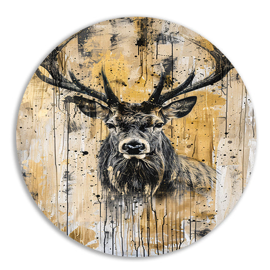 Abstract hertenportret met dynamische verfspetters forex muurcirkel