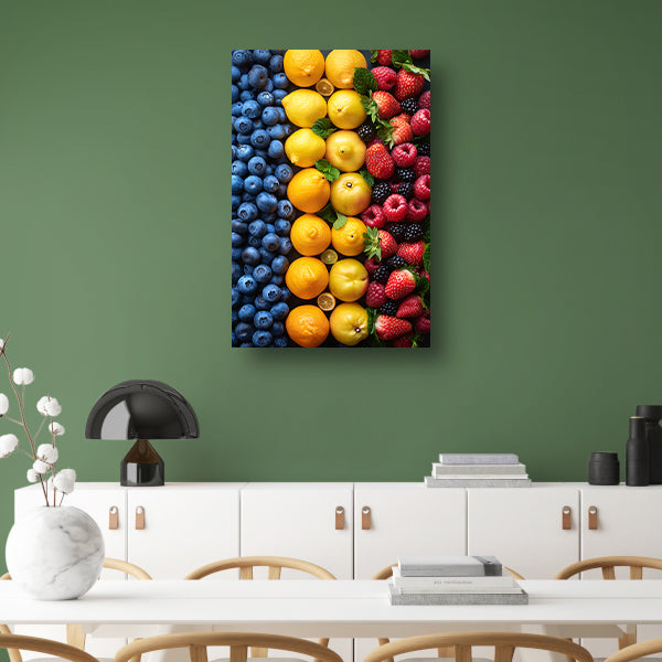 Mondriaans Kleurrijk Fruitcompositie canvas