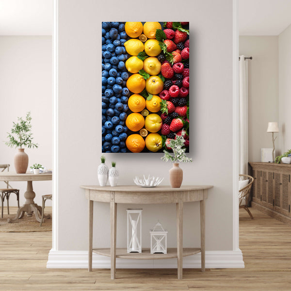 Mondriaans Kleurrijk Fruitcompositie canvas