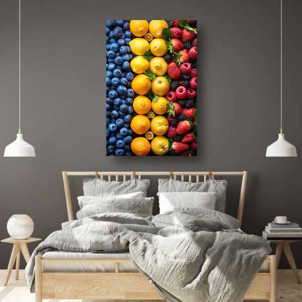 Mondriaans Kleurrijk Fruitcompositie canvas