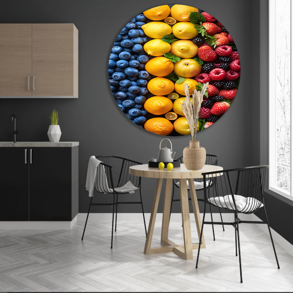 Mondriaans Kleurrijk Fruitcompositie forex muurcirkel