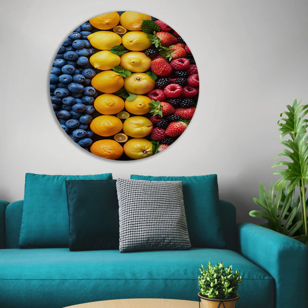 Mondriaans Kleurrijk Fruitcompositie forex muurcirkel