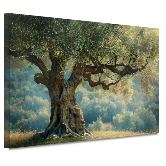 Nachtelijke boom met sterrenhemel canvas