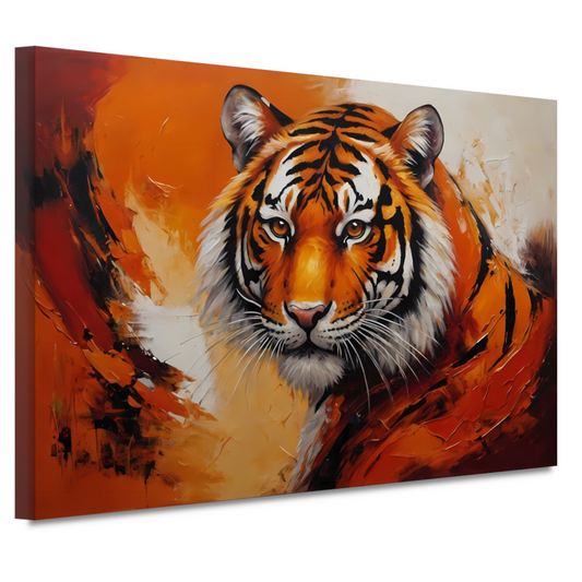 Oranjerood Schilderij van een Majestueuze Tijger canvas