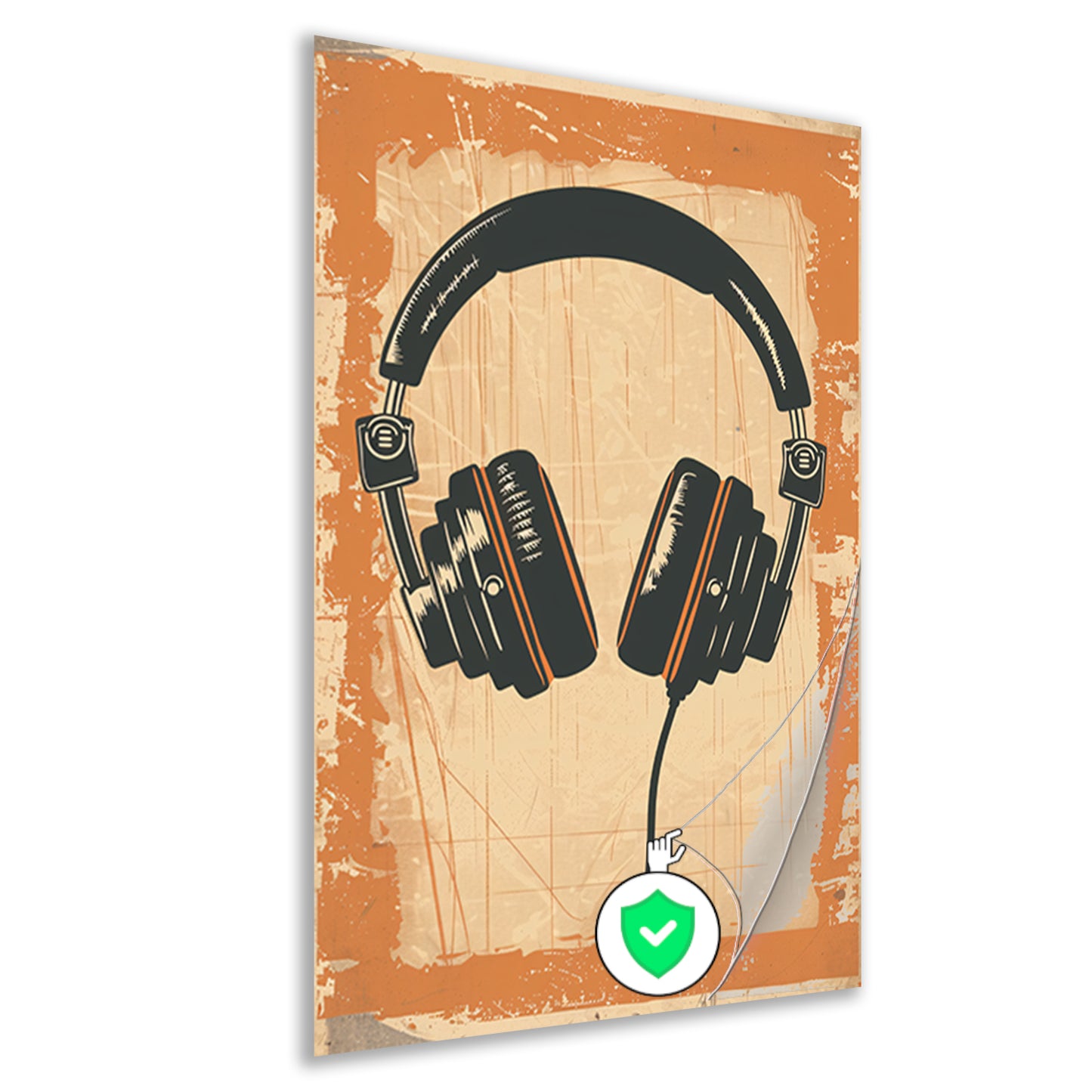 Vintage Hoofdtelefoon op Gekleurde Achtergrond poster