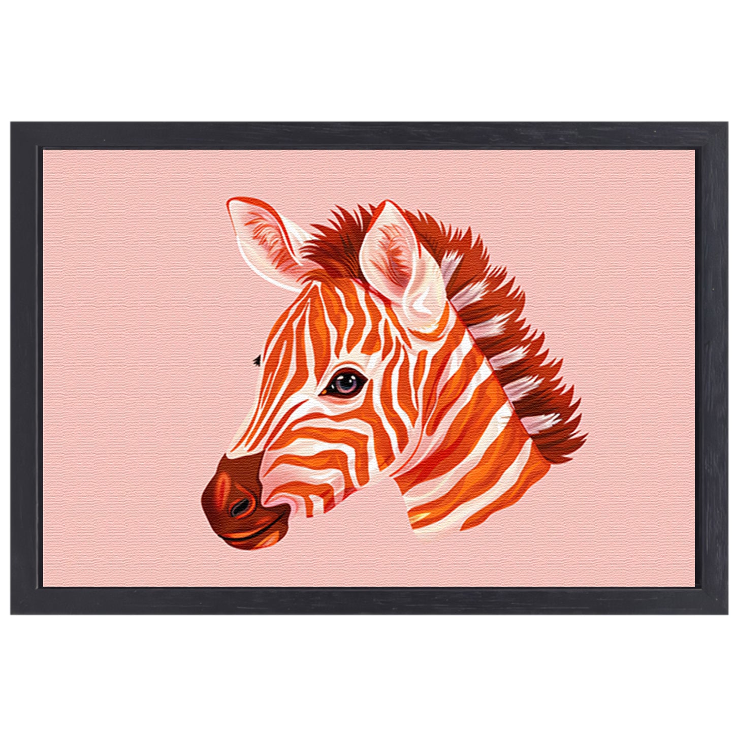 Moderne kleurrijke zebra illustratie schilderij canvas met baklijst