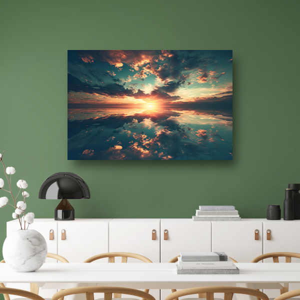 Zonsondergang Boven Kalme Oceaan canvas