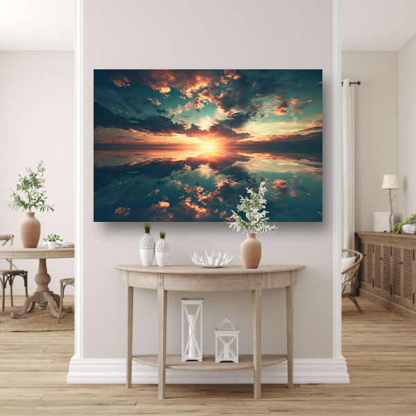 Zonsondergang Boven Kalme Oceaan canvas