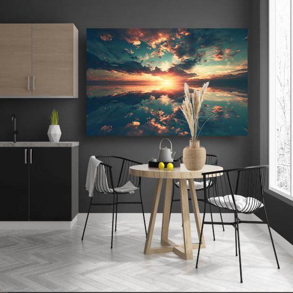 Zonsondergang Boven Kalme Oceaan canvas