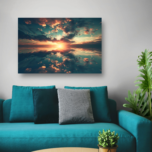 Zonsondergang Boven Kalme Oceaan canvas