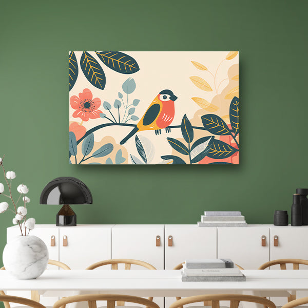 Gestileerde vogel tussen kleurrijke bladeren acrylglas