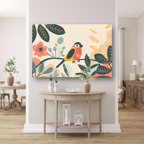 Gestileerde vogel tussen kleurrijke bladeren acrylglas