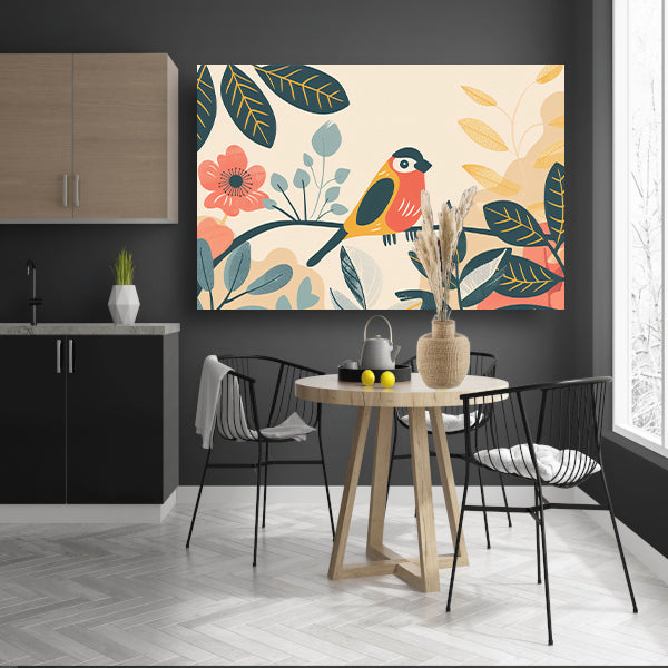 Gestileerde vogel tussen kleurrijke bladeren acrylglas