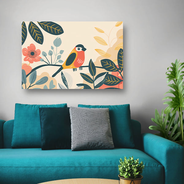 Gestileerde vogel tussen kleurrijke bladeren acrylglas