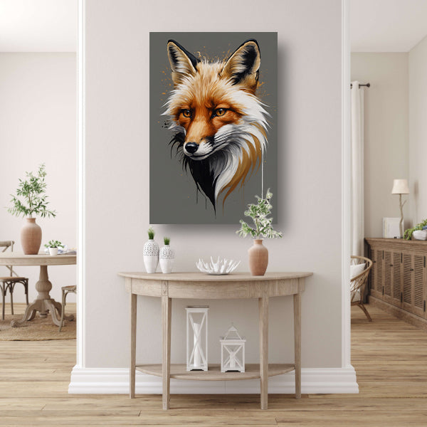 Moderne Vos in Levendige Kleuren canvas met baklijst