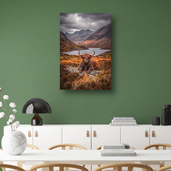 Schotse Hooglander in Berglandschap poster