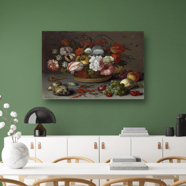Mand met bloemen - Balthasar van der Ast poster