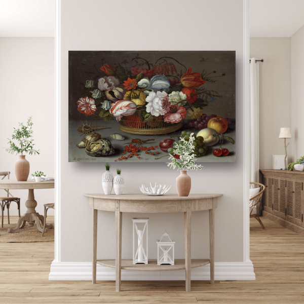 Mand met bloemen - Balthasar van der Ast poster