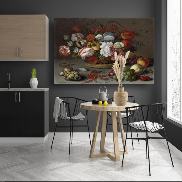 Mand met bloemen - Balthasar van der Ast poster