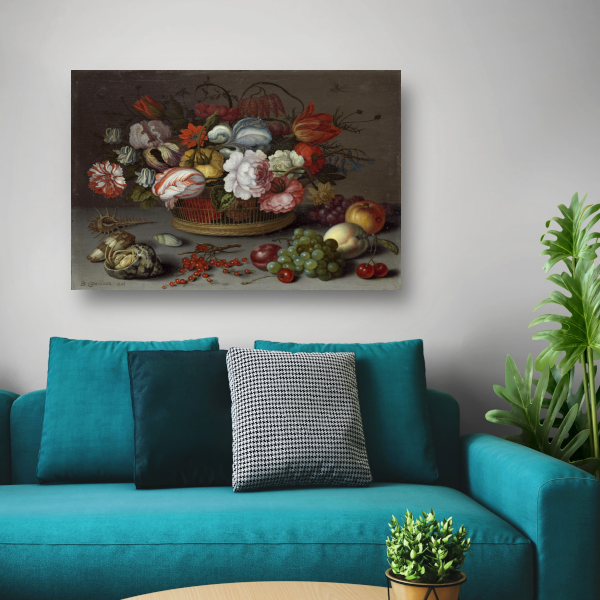 Mand met bloemen - Balthasar van der Ast poster